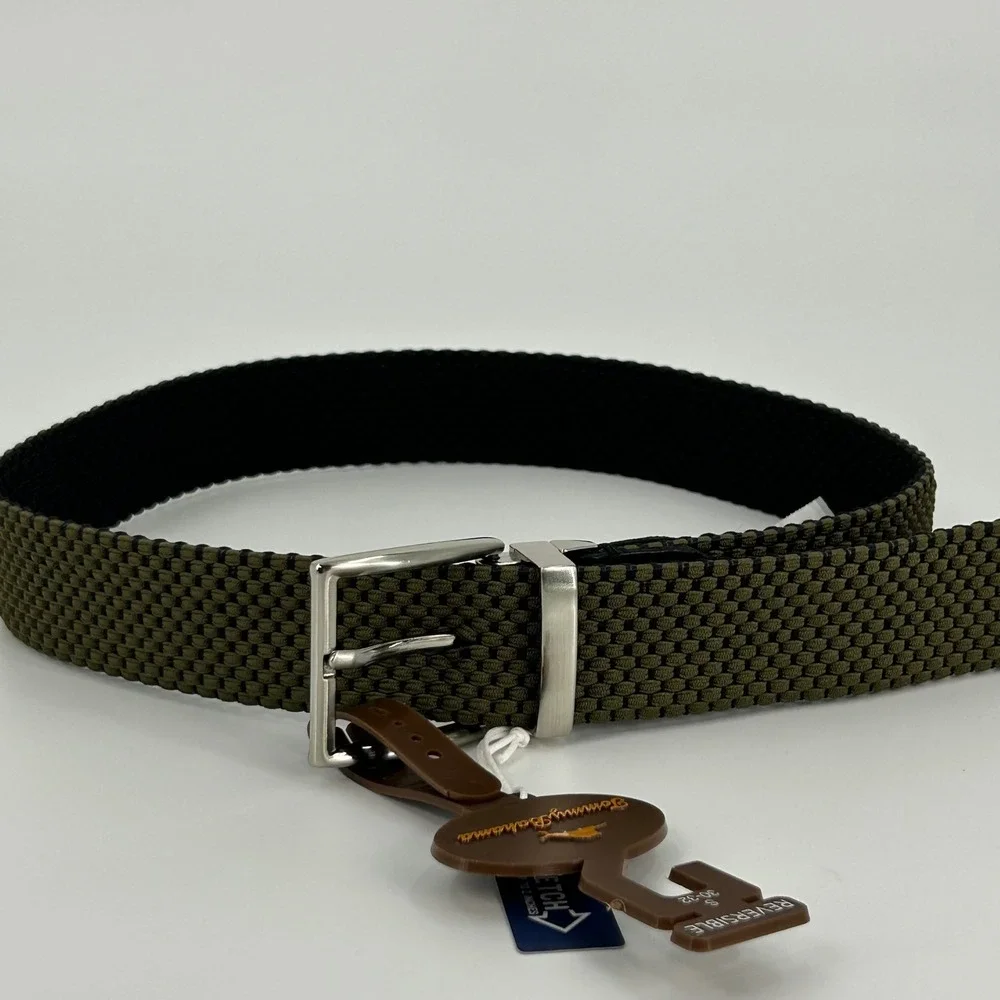 Tommy Bahama Mens Reversible Woven Stretch Belt Olive Black 11TM030015 Small